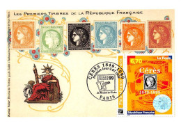 Carte Maximum - FRANCE - COR12875 - 02/07/1999 - Les Premiers Timbres De La République Française - Cachet Paris - 1990-1999