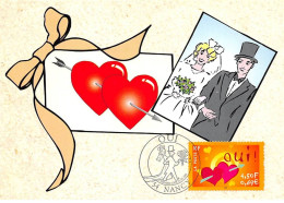 Carte Maximum - FRANCE - COR12995 - 23/03/2001 - Oui! - Mariage - Cachet Nancy - 2000-2009