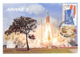 Carte Maximum - FRANCE - COR12981 - 19/12/2000 - Ariane 5 - Cachet Kourou Guyane - 2000-2009