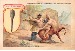 CHROMOS.AM23162.7x10 Cm Env.Chocolat Poulain.Les Armes à Travers Les Ages.La Massue.Hercule Tuant Le Centaure - Poulain