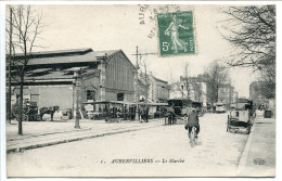 CPA Voyagé 1915 * AUBERVILLIERS Le Marché ( Avenue Victor Hugo Animée Cycliste Attelage ) Edition ELD - Aubervilliers