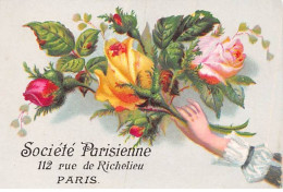 Chromos - COR13880 - Société Parisienne De Chaussures Cousues - Fleurs - Main - 9x6 Cm Environ - En L'état - Otros & Sin Clasificación