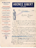 Facture.AM20799.Algérie.Oran.1928.Agence Gibert.Affiche.Tableau.Photogravure.Typographie.Lithographie - Andere & Zonder Classificatie