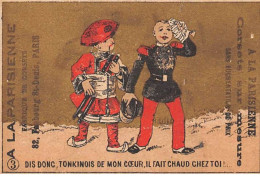 Chromos - COR14668 - A La Parisienne - Hommes - Tonkinois - Fond Or - 9x6 Cm Environ - En L'état - Autres & Non Classés