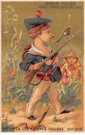 Chromos - COR14687 - Chocolat Poulain - Hommes - Fusil - Soldats - Fond Or - 10x6 Cm Environ - En L'état - Poulain