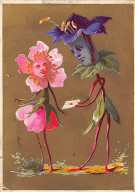 Chromos - COR14937 - Fleurs - Fond Or - 11x8 Cm Environ - Otros & Sin Clasificación