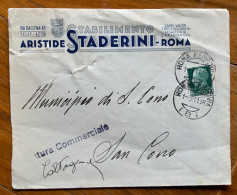 STABILIMENTO ARISTIDE STADERINI - ROMA  - BUSTA FATTURA COMMERCIALE PER SAN CONO L'1/5/41 - Storia Postale