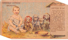 CHROMOS.AM23578.7x11 Cm Env.Chocolat Express Grondard.Recette Confiture De Lait.une Heureuse Nichée.Bébé.Chien - Autres & Non Classés