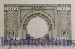 MOROCCO 50 FRANCS 1949 PICK 44 AU+ - Marruecos