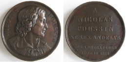 Médaille En Cuivre, NICOLAS POUSSIN Les Andelys Normandie, Peintre Français 1851, Par DEPAULIS - Autres & Non Classés