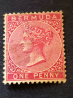 BERMUDA SG24 1d Carmine Rose, Light Cancel - Bermudas