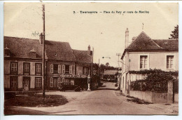 CP Sépia Voyagé 1935 * TOUROUVRE Place Du Paty Et Route De Moulins ( Enseigne Garage ) * Trahard Photo - Autres & Non Classés