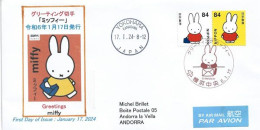 2024. Greetings Miffy Rabbit, Letter FDC Yokohama To Andorra - Lettres & Documents