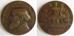 Médaille En Bronze, Cyrille WACHMAR 1879 1929, 33éme Fête Concours Lille 1932 Par Dautel - Andere & Zonder Classificatie