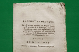 D-FR Révolution 1795 LOUVET Jugement Des émigrés Trouvés Sur Le Territoire De La République - Documents Historiques