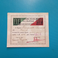 Tessera Federazione Italiana Fra I Filatelici - Sede Centrale Genova 1916 - Documents Historiques