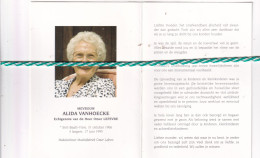 Alida Vanhoecke-Lefevre, Sint-Baafs-Vijve 1906, Izegem 1995. Medestichtster Meubelfabriek Omer Lefevre. Foto - Obituary Notices