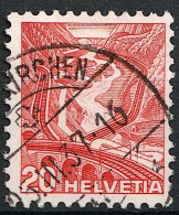 Schweiz Suisse 1936: Gotthard Zu 205y Mi 301Iy Yv 293 "Type I" Mit Stempel ...KIRCHEN 25.III.37 (Zumstein CHF 30.00) - Gebruikt