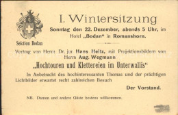 11853174 Kreuzlingen TG Sektion Bodan Erste Wintersitzung 1912  Einladung Kreuzl - Autres & Non Classés