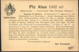 11853172 Kreuzlingen TG Sektion Bodan Sektionstour Piz Alun Einladung Kreuzlinge - Autres & Non Classés