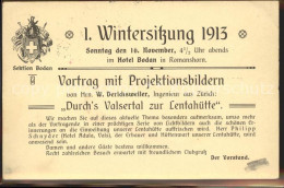 11853170 Kreuzlingen TG Sektion Bodan Erste Wintersitzung 1913 Einladung Kreuzli - Autres & Non Classés