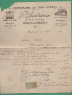 86 Chatellerault Boudineau Serrurerie Grilles ( Fer Forgé )  Marquises Vérandas Installations Sonneries électrique 1923 - Electricité & Gaz