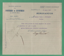 55 Jeand'Heurs Par Saudrupt ( Meuse ) Papeteries Lisle En Rigault Par Revigny 20 Mars 1907 - Druck & Papierwaren