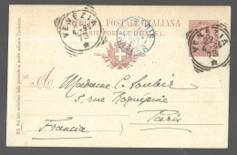 Italie. Entier Postal1895. Cachet à L'arrivée "Paris étranger" Bleu (13736) - Entero Postal