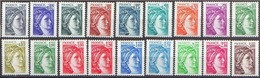 France N° 1962 à 1979 ** Sabine De Gandon - Les 18 Valeurs Premières Valeurs - Unused Stamps