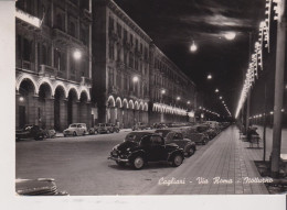 CAGLIARI  VIA ROMA  NOTTURNO AUTO CAR VOITURES  VG  1953 - Cagliari