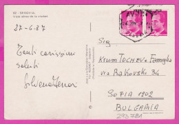 293781 / Spain - Segovia Vista Aereade La Ciudad PC 1987 USED 20+20Pta King Juan Carlos I Avion Segovia - Lettres & Documents