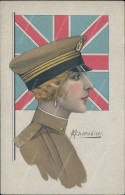 Cr15 Cartolina Art Deco Woman  Militare Donnina Illustratore Artist Cherubini - Andere & Zonder Classificatie