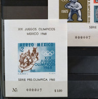 MEXICO 1965 OLYMPIC GAMES MATCHED SHEETS # 000007 Number On Each + UNIQUE Thus MNG As Issued - Mexico