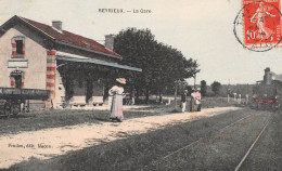 REYRIEUX (Ain) - La Gare - Arrivée Du Train - Voyagé 1909 (2 Scans) Mettrat, Négociant à Vauxrenard - Ohne Zuordnung