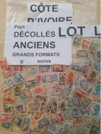 CÔTE D'IVOIRE VRAC 10 G ,LOT L ,DECOLLES, ANCIENS R.F, GRANDS FORMATS 科特迪瓦散装 10 克，独立，旧 R.F.，大规格 LARGE OFF PAPER MIX - Lots & Kiloware (mixtures) - Max. 999 Stamps