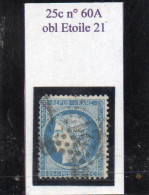 Paris - N° 60A (ld) Obl étoile 21 - 1871-1875 Ceres