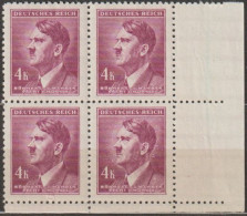 048/ Pof. 92, Brown Violet; Corner 4-block, Print Plate 1 - Nuovi