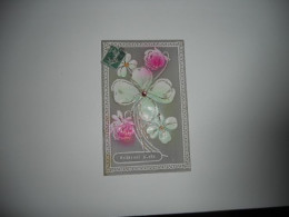 Carte Ancienne Couleur  HEUREUSE ANNEE Trèfle Fleurs  De 1908 Paillette Sur Fond Gris /TBE - Nouvel An