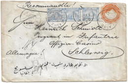 (C05) REGISTRED 2P. STATIONERY COVER UPRATED BY 1P. X3 STAMPS  CAIRE R. => GERMANY 1895 - 1866-1914 Khedivate Of Egypt