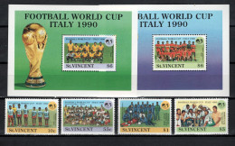 St. Vincent 1989 Football Soccer World Cup Set Of 4 + 2 S/s MNH - 1990 – Italie