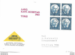 166 - 99  Enveloppe Avec Oblit Spéciale "Aarg. Kant. Musiktag 1964 Turgi" - Marcofilia