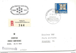 270 - 3 - Enveloppe Recommandée Avec Oblit Spéciale "European Zionist Conference Basel 1964" - Marcophilie