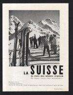 Lot De 4 Publicités Papier Année 50 Tourisme Voyage Vacances En SUISSE  Station Ski Skieur - Advertising