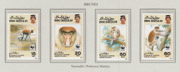 BRUNEI 1991 WWF Monkeys Mi 430-433 MNH(**) Fauna 790 - Scimmie