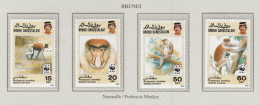 BRUNEI 1991 WWF Monkeys Mi 430-433 MNH(**) Fauna 790 - Apen