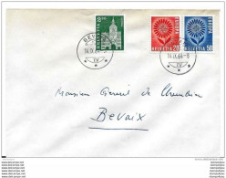 206 - 88 - Enveloppe Avec Série Europa Et Timbre Série Courante - Cachet De Bevaix (date 1er Jour) 1964 - Storia Postale