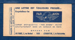 AIR FRANCE Complete Carnet, April 1936, With 10 Labels  (081) - Posta Aerea