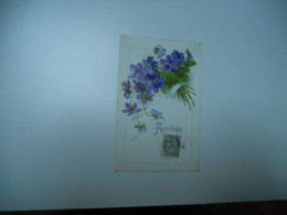 CARTE ANCIENNE EN COULEUR Amitiés - Bouquet De Fleurs Violette En Relief 1907 ///TBE - Other & Unclassified