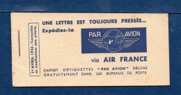 AIR FRANCE Complete Carnet, June 1937, With 10 Labels  (085) - Posta Aerea