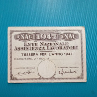 Tessera Ente Nazionale Assistenza Lavoratori 1947 - Documents Historiques